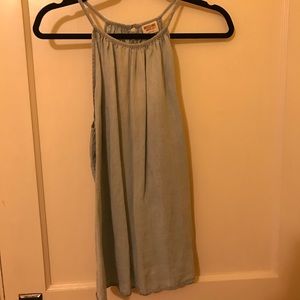 Faux Denim Halter-Neck Tank Top